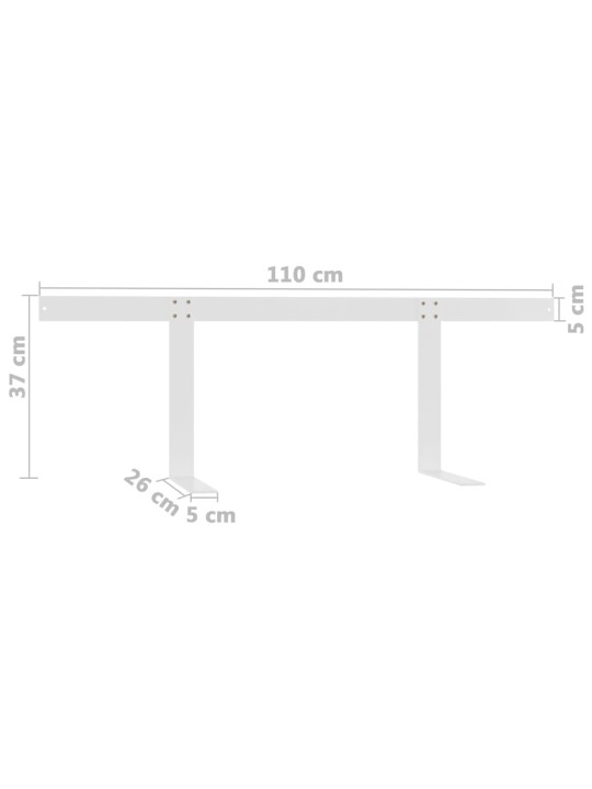 Palešu dīvāna atzveltne, 110 cm, balta, dzelzs