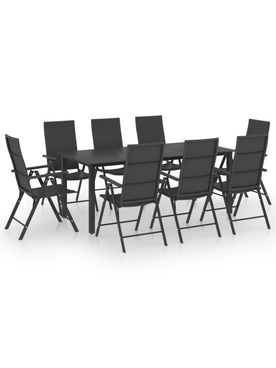 9-daļīgs dārza mēbeļu komplekts, melns