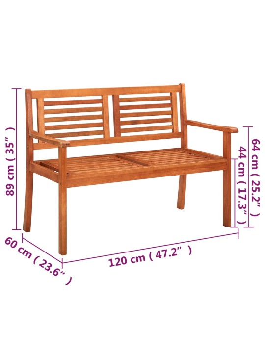 Divvietīgs dārza sols ar matraci, 120 cm, eikalipta masīvkoks
