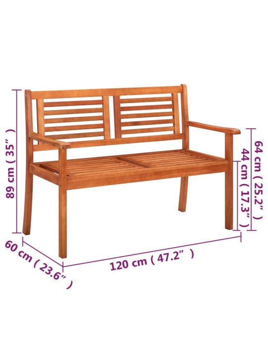 Divvietīgs dārza sols ar matraci, 120 cm, eikalipta masīvkoks