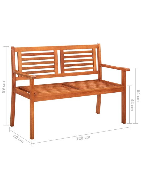 Divvietīgs dārza sols ar matraci, 120 cm, eikalipta masīvkoks