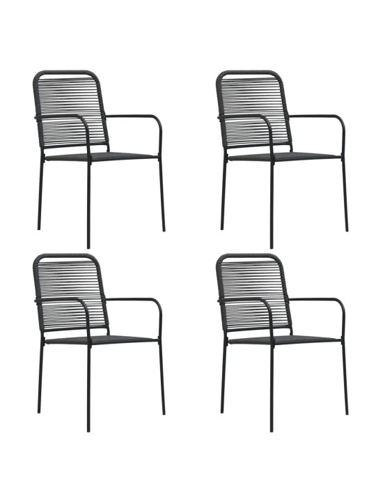 5-daļīgs dārza mēbeļu komplekts, stikls, tērauds, melns