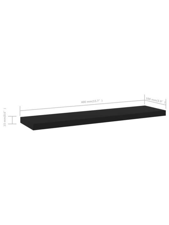 Plauktu dēļi, 4 gab., melni, 40x10x1,5 cm, inženierijas koks