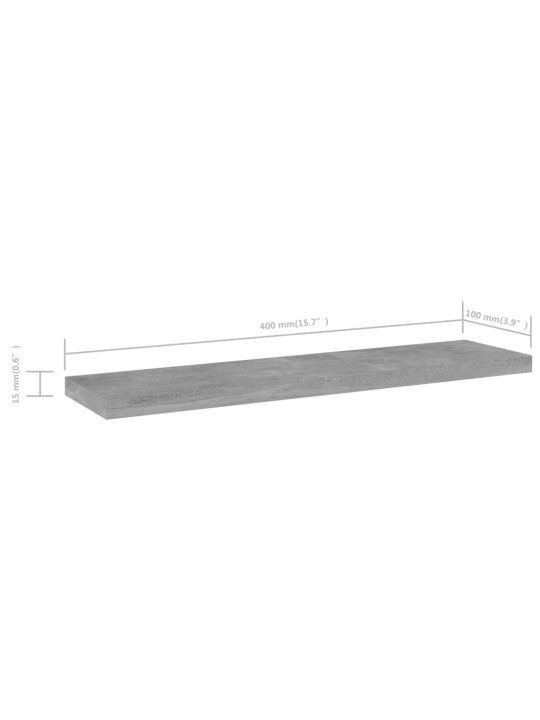 Plauktu dēļi, 4 gab., betonpelēki 40x10x1,5cm inženierijas koks