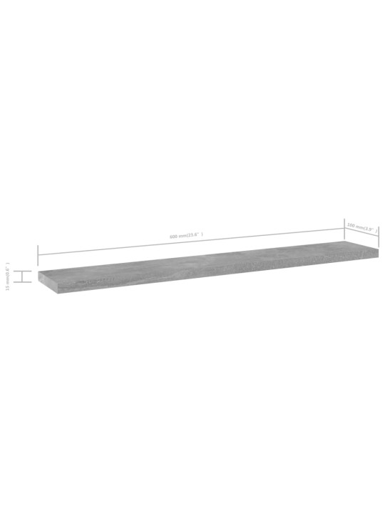 Plauktu dēļi, 4 gab., betonpelēki 60x10x1,5cm inženierijas koks