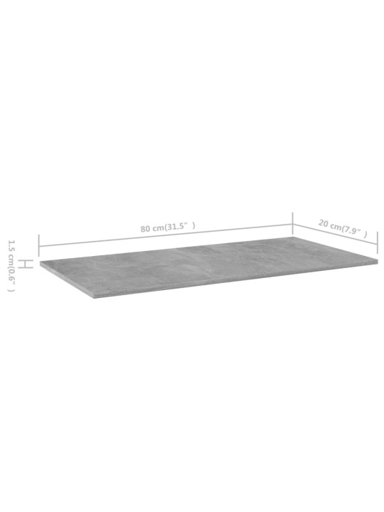 Plauktu dēļi, 4 gab., betonpelēki 80x20x1,5cm inženierijas koks