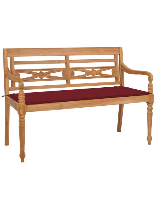 Sols ar vīnsarkanu matraci, 120 cm, masīvs tīkkoks