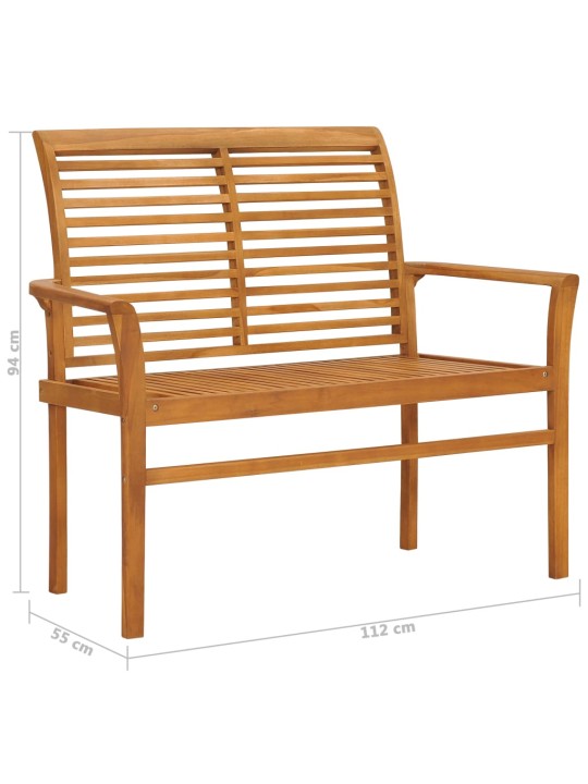 Dārza sols ar antracītpelēku matraci, 112 cm, masīvs tīkkoks