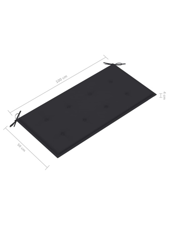 Dārza sols ar antracītpelēku matraci, 112 cm, masīvs tīkkoks