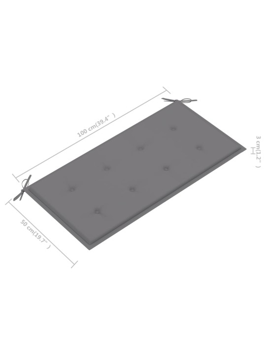 Dārza sols ar pelēku matraci, 112 cm, masīvs tīkkoks