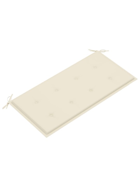 Dārza sols ar krēmkrāsas matraci, 112 cm, masīvs tīkkoks