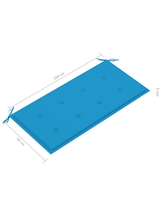 Dārza sols ar zilu matraci, 112 cm, masīvs tīkkoks
