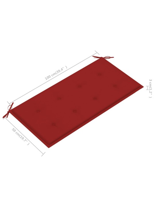 Dārza sols ar sarkanu matraci, 112 cm, masīvs tīkkoks