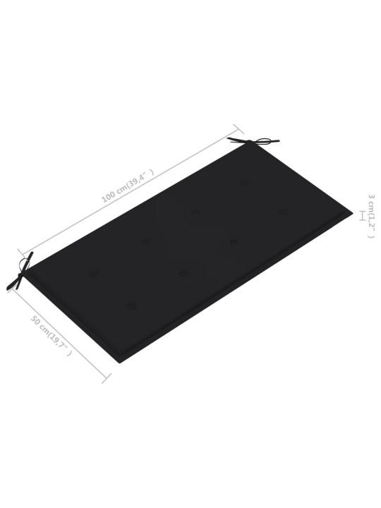 Dārza sols ar melnu matraci, 112 cm, masīvs tīkkoks