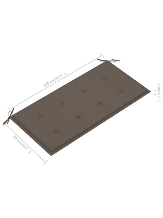 Dārza sols ar pelēkbrūnu matraci, 112 cm, masīvs tīkkoks