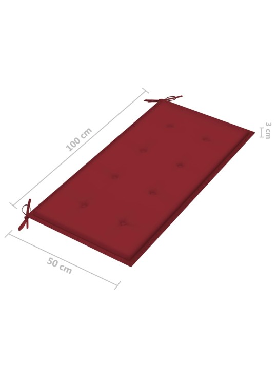 Dārza sols ar vīnsarkanu matraci, 112 cm, masīvs tīkkoks