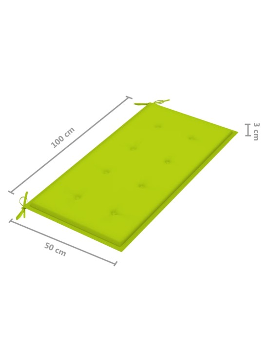 Dārza sols ar spilgti zaļu matraci, 112 cm, masīvs tīkkoks