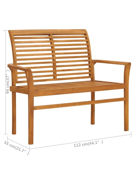 Dārza sols ar gaiši zilu matraci, 112 cm, masīvs tīkkoks