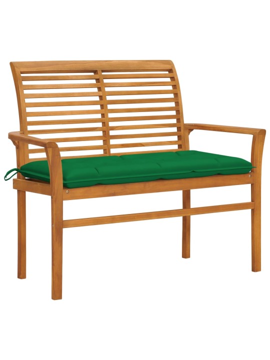 Dārza sols ar zaļu matraci, 112 cm, masīvs tīkkoks