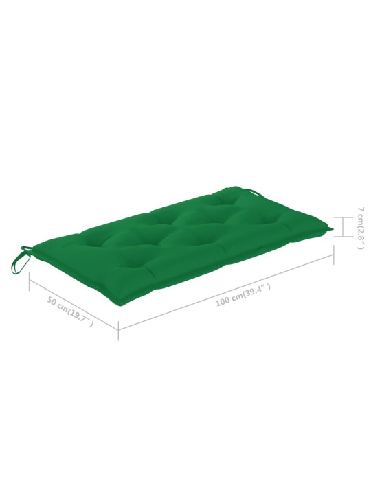 Dārza sols ar zaļu matraci, 112 cm, masīvs tīkkoks