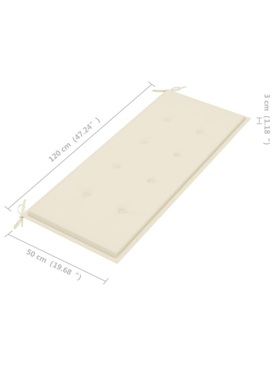 Dārza sols ar matraci, 128,5 cm, masīvs tīkkoks