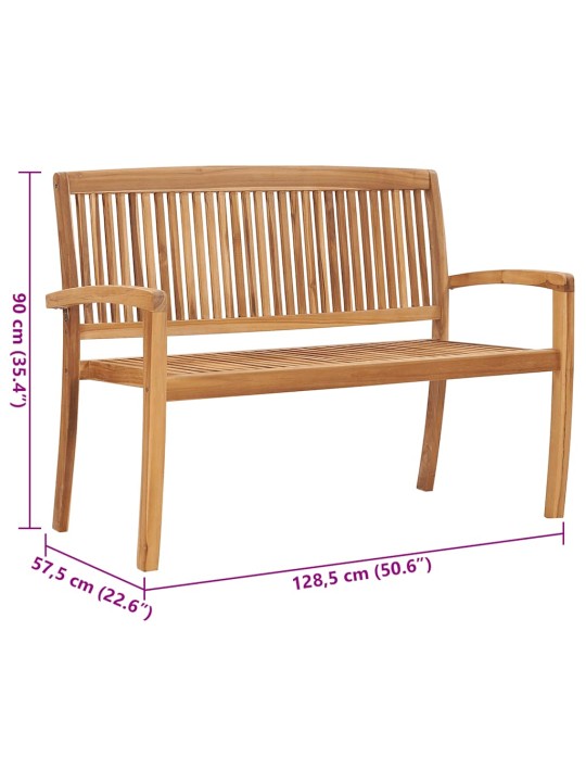 Dārza sols ar matraci, 128,5 cm, masīvs tīkkoks