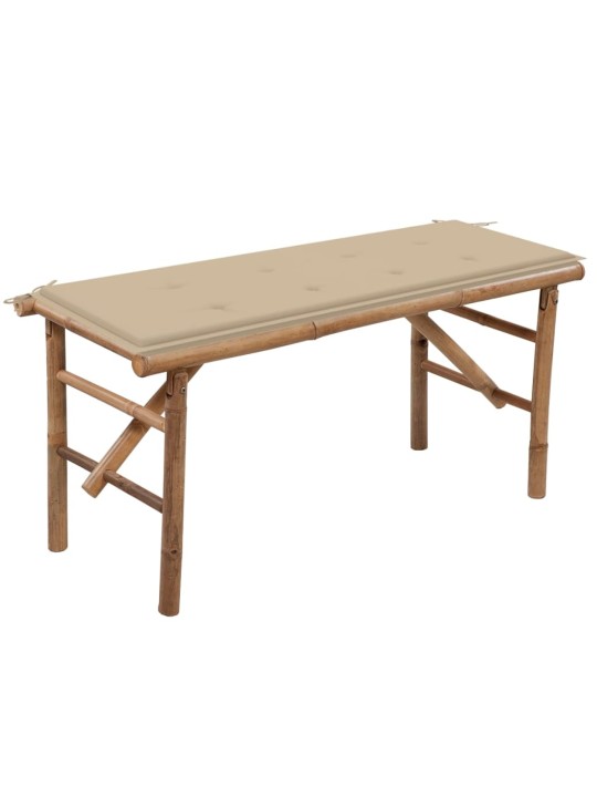 Saliekams dārza sols ar matraci, 118 cm, bambuss