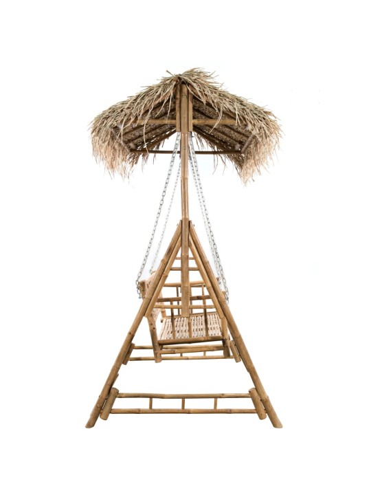 Divvietīgs dārza šūpuļsols, palmu lapas, bambuss, 202 cm
