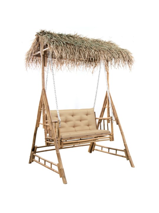 Divvietīgs dārza šūpuļsols, palmu lapas, bambuss, 202 cm