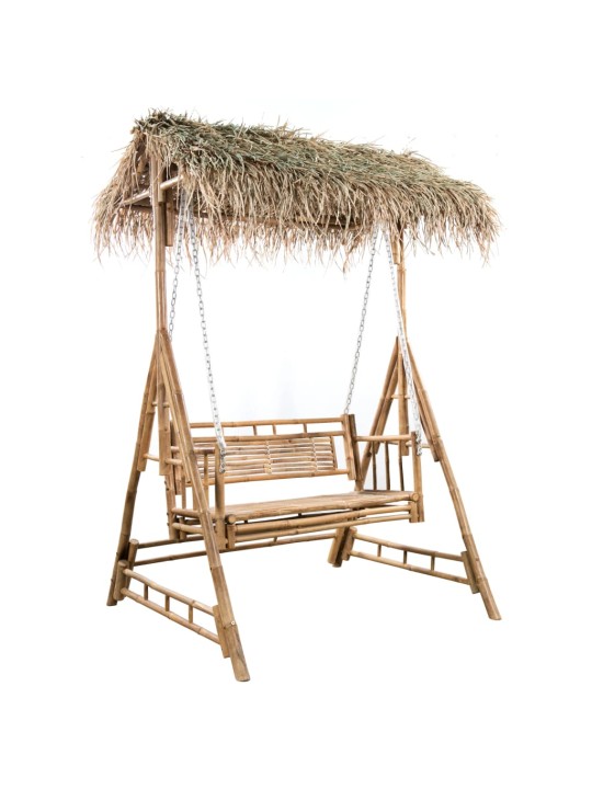 Divvietīgs dārza šūpuļsols, palmu lapas, bambuss, 202 cm