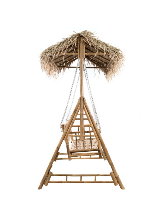Divvietīgs dārza šūpuļsols, palmu lapas, bambuss, 202 cm