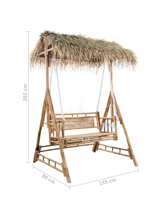 Divvietīgs dārza šūpuļsols, palmu lapas, bambuss, 202 cm