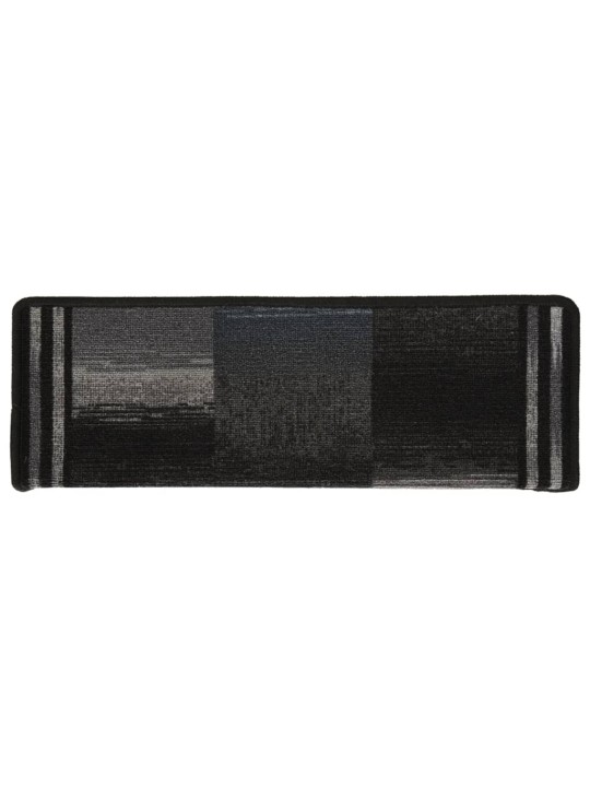 Kāpņu paklāji, 15 gab., pašlīmējoši, 65x21x4cm, melni un pelēki