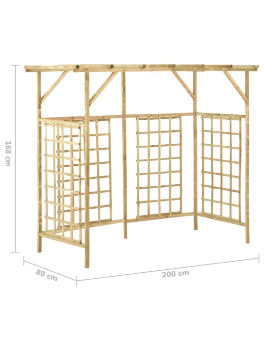 Dārza pergola 3 atkritumu tvertnēm, impregnēts priedes koks