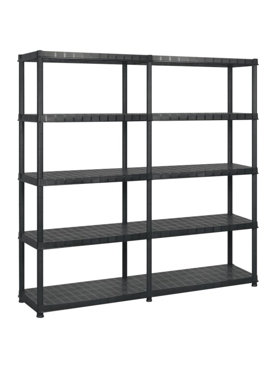 5-līmeņu plaukts, melns, 183x45,7x185 cm, plastmasa