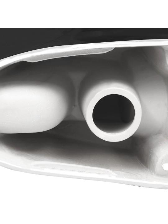 Tualetes pods, apaļš, melna keramika, ūdens plūst apakšā