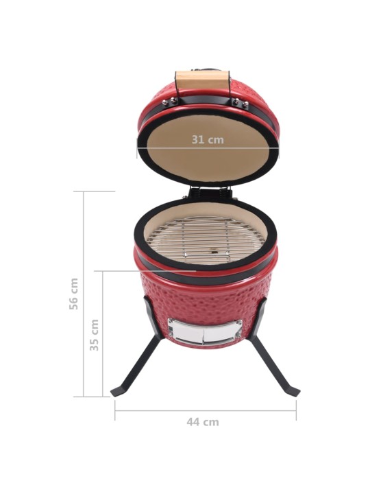 Kamado grils, kūpinātava, keramika, 56 cm, sarkans