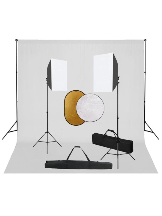 Fotostudijas komplekts – gaismas izkliedētāji, foni, reflektori