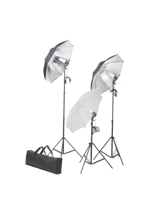 Fotostudijas komplekts – lampas, lietussargi, fons, reflektori
