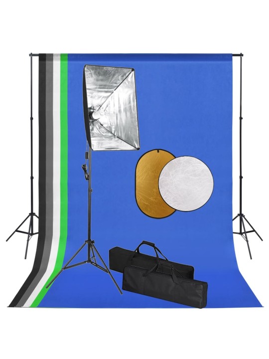 Fotostudijas komplekts – gaismas izkliedētāji, foni, reflektori