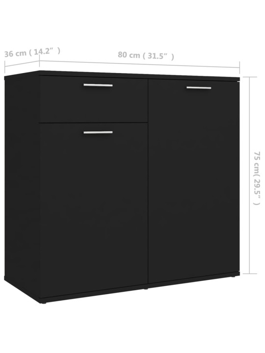 Kumode, melna, 80x36x75 cm, inženierijas koks