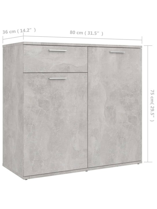 Kumode, betonpelēka, 80x36x75 cm, inženierijas koks
