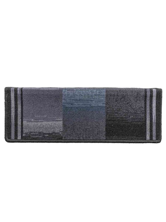 Kāpņu paklāji, 5 gab., pašlīmējoši, 65x21x4 cm, melni ar pelēku