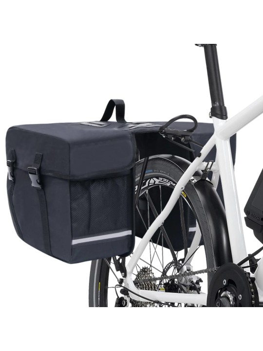 Dubulta soma velosipēda bagāžniekam, ūdensdroša, 35 l, melna