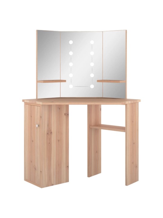 Stūra spoguļgaldiņš ar led, ozolkoka krāsā, 111x54x141,5 cm