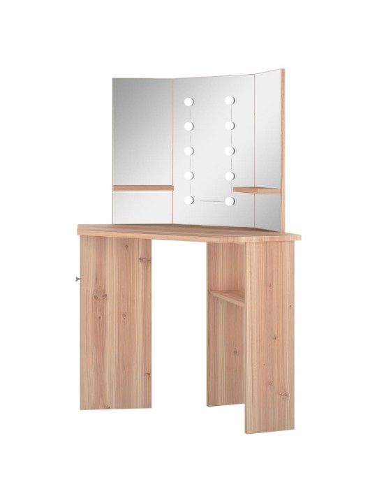 Stūra spoguļgaldiņš ar led, ozolkoka krāsā, 111x54x141,5 cm
