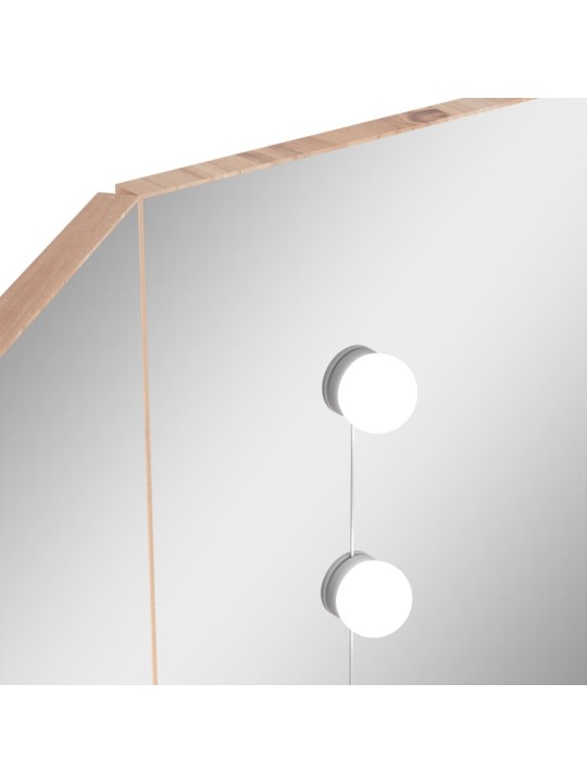 Stūra spoguļgaldiņš ar led, ozolkoka krāsā, 111x54x141,5 cm