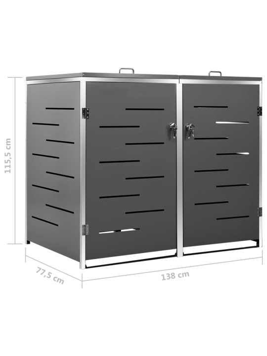 2-daļīga nojume atkritumu konteineram,138x77,5x112,5cm, tērauds