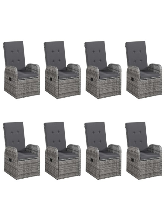 9-daļīgs dārza mēbeļu komplekts, pelēks