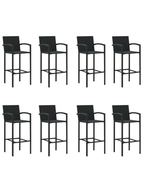 9-daļīgs dārza bāra mēbeļu komplekts, melns